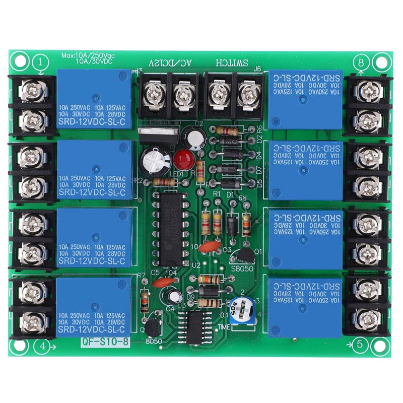 songle Power Time Sequence Board 8 Channels 12V DC - Dry Contact Relay NC-COM for Stage Audio Equipment - Image 1