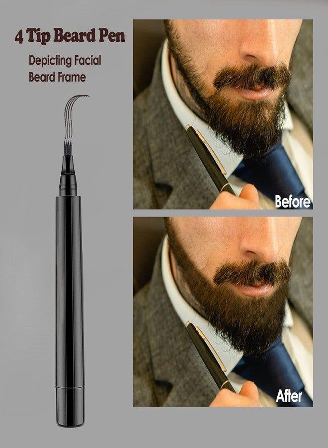 DKWIN Barber Styling Beard Filling Pen Kit with Bristle Beard Brush Waterproof Long-Lasting Durable Beard Pencil Filler for Men Beard, Moustache, Eyebrows - Image 2