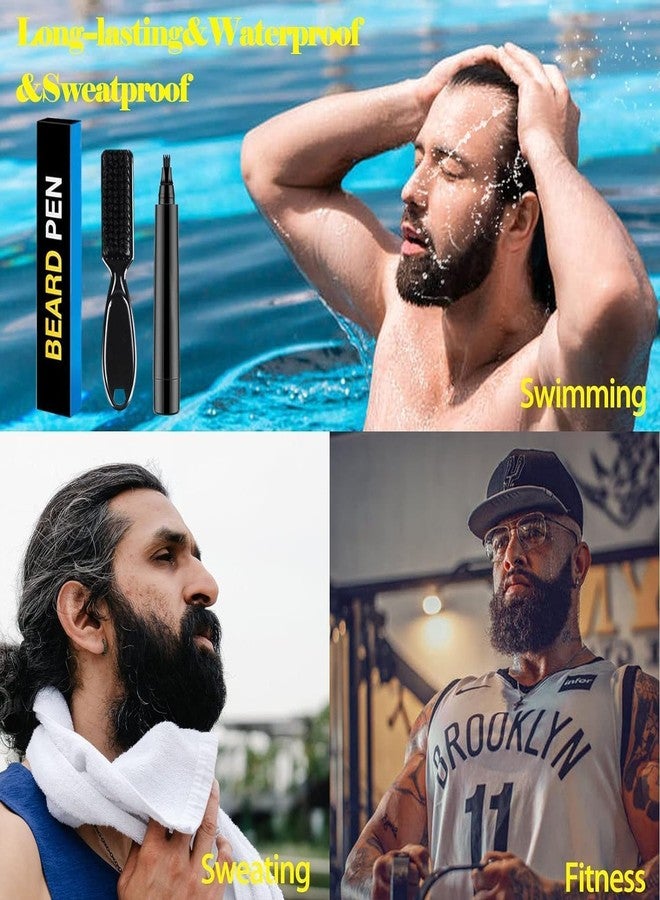 DKWIN Barber Styling Beard Filling Pen Kit with Bristle Beard Brush Waterproof Long-Lasting Durable Beard Pencil Filler for Men Beard, Moustache, Eyebrows - Image 4