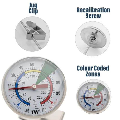 Thermometer World Milk Thermometer and 600ml Milk Frother Jug for Perfect Barista Style Coffee Making Great for Frothy Latte Cappuccino - Image 3