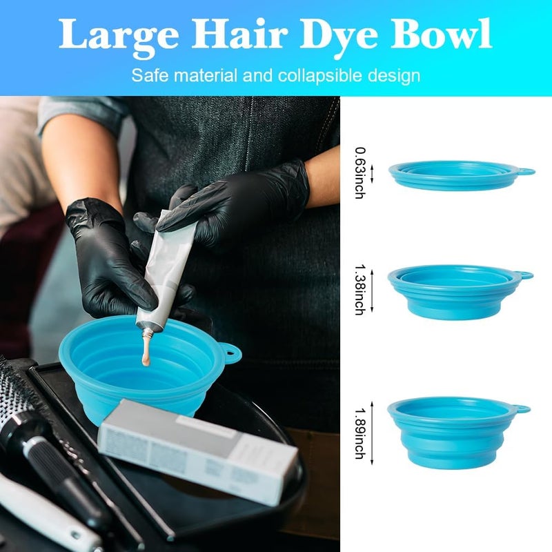 Moonmini Hair Dye Color Brush and Bowl Set, Color Bowl Brushes Tool Mixing Bowl Kit Tint Comb for Hair Tint Dying Coloring Applicator (Light Blue&Clear) - Image 4