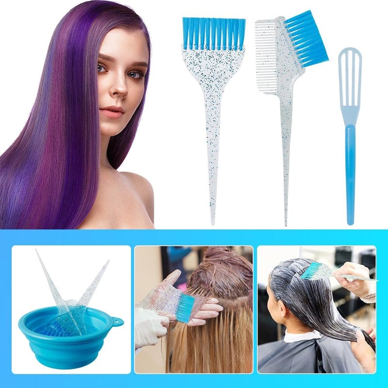 Moonmini Hair Dye Color Brush and Bowl Set, Color Bowl Brushes Tool Mixing Bowl Kit Tint Comb for Hair Tint Dying Coloring Applicator (Light Blue&Clear) - Image 2