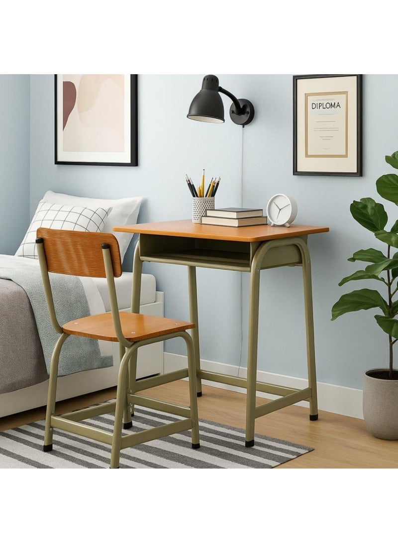 Smart Student Study Desk & Chair Set – Compact Writing Table with Storage Shelf – Durable Metal Frame & Wooden Top – Ideal for Study, Work & Home Use - Image 4