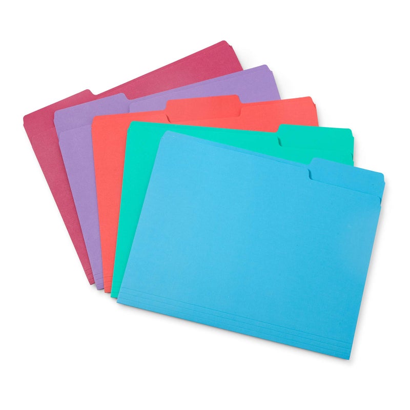 Blue Summit Supplies 100 Blue Summit Supplies Colored File Folders Letter Size 1/3 Cut Tabs - Pastel File Folders, Colorful File Folders Multicolor, Durable 11pt Paper - Image 2