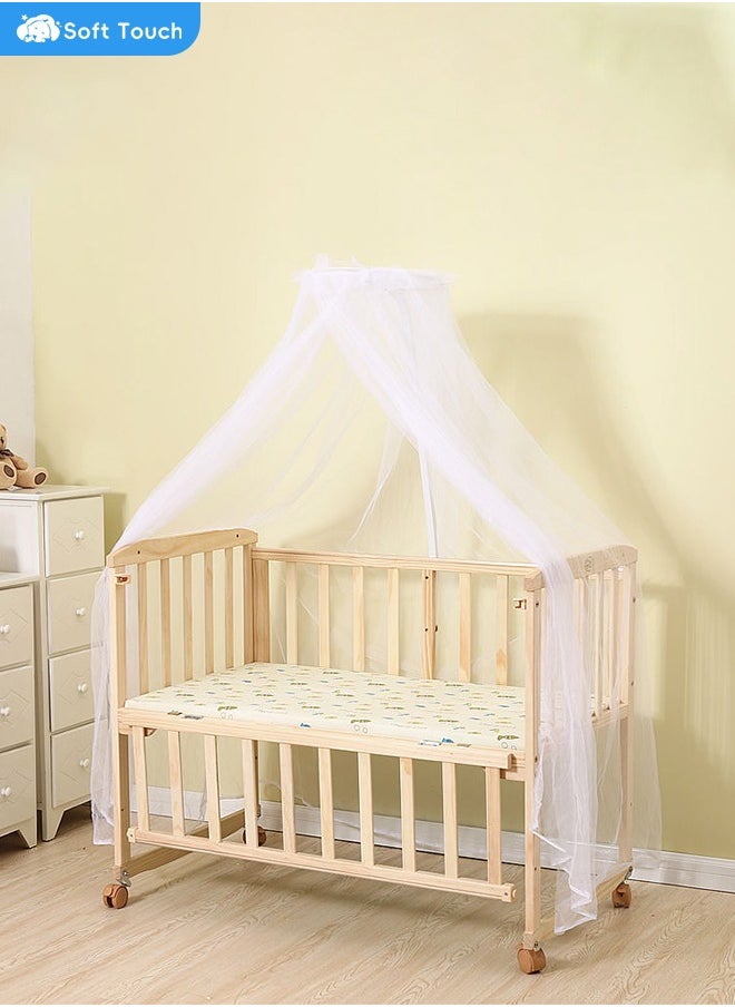 Soft Touch Wodden Baby Crib Multifunctional Baby Bed Baby Cot with Mosquito Net Wood Baby Bedside Crib with Wheels  - Image 1