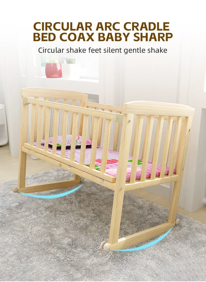 Soft Touch Wodden Baby Crib Multifunctional Baby Bed Baby Cot with Mosquito Net Wood Baby Bedside Crib with Wheels  - Image 5