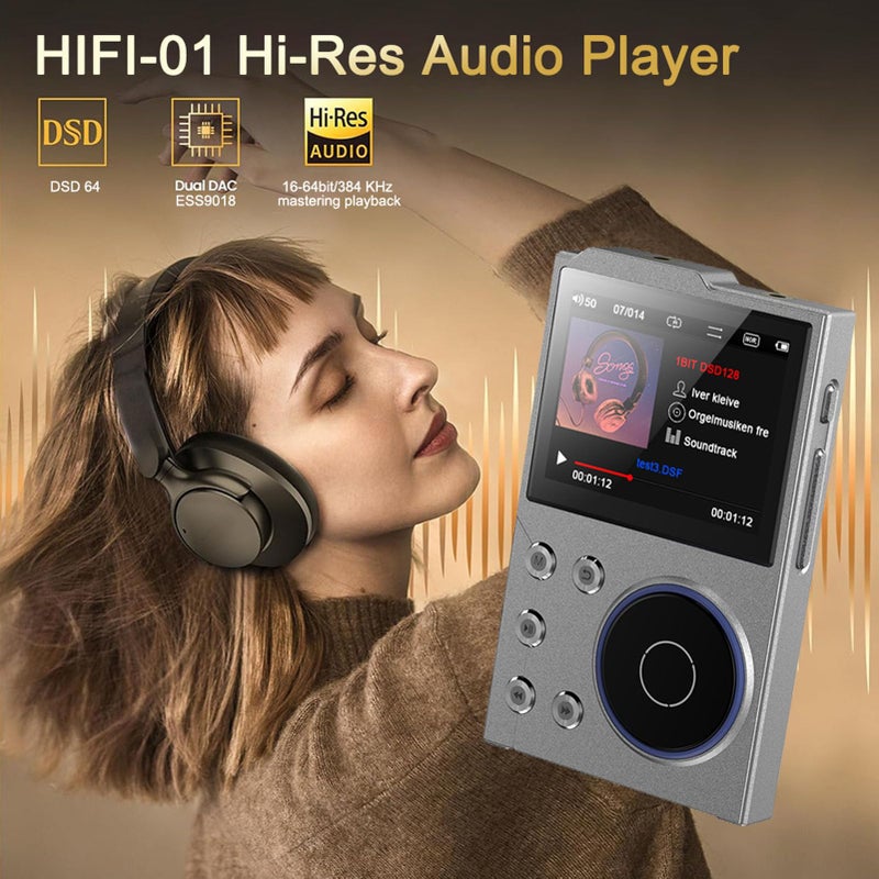 LAISANIM MP3 Player Spotify, Hi Res Player, MP3 Player with Bluetooth and WiFi, Digital Music Player Bluetooth 5.3 Lossless DSD FLAC HD HiFi Portable MP3 Player - Image 2