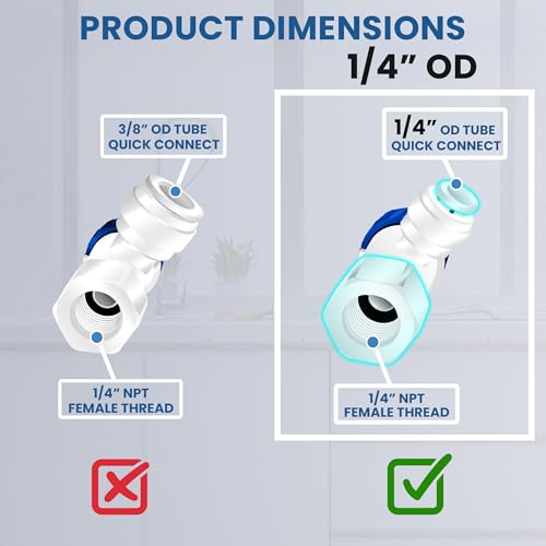 Metpure Quick Connect Tank Ball Valve with Gasket For Water Purification Systems And Reverse Osmosis System Pressurized Water Storage Tank (3/8" OD Quick Connect x 1/4" Female NPT) - Image 2