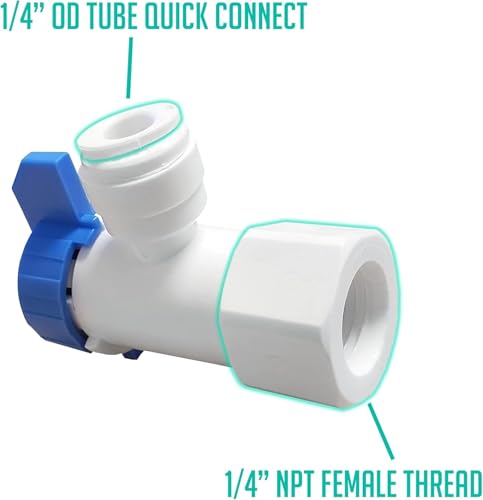 Metpure Quick Connect Tank Ball Valve with Gasket For Water Purification Systems And Reverse Osmosis System Pressurized Water Storage Tank (3/8" OD Quick Connect x 1/4" Female NPT) - Image 3