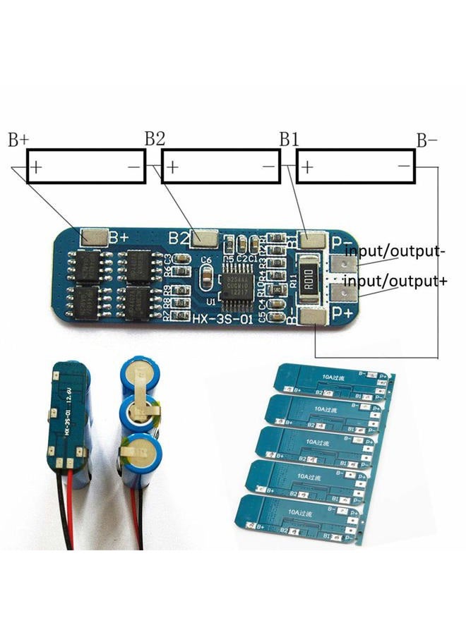 Comidox 3S 12V 10A 18650 Lithium Battery Protection Board BMS Li-ion Charger Protection Module Anti-Overcharge/Over-Discharge/Over-Current/Short Circuit 3Pcs - Image 2