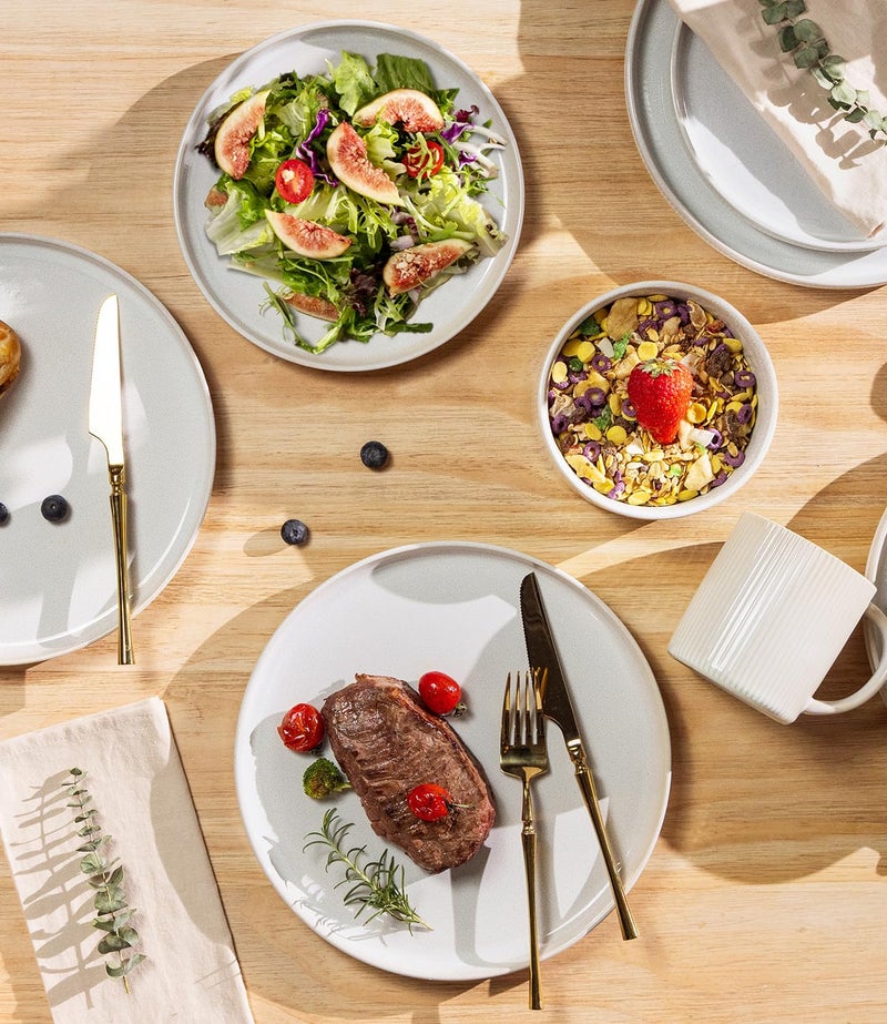 TheTerra Ceramic Dinnerware Sets for 4, 12 Pieces Porcelain Lightweight Plates and Bowls Sets, Scratch Resistant Dish Set, Oven & Microwave & Dishwasher Safe - Image 3