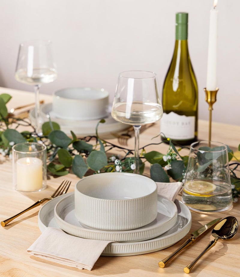 TheTerra Ceramic Dinnerware Sets for 4, 12 Pieces Porcelain Lightweight Plates and Bowls Sets, Scratch Resistant Dish Set, Oven & Microwave & Dishwasher Safe - Image 5