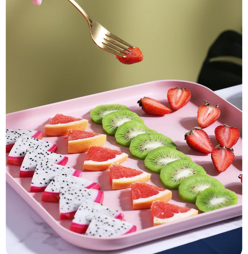 P-Plus International Wheat Straw Platter Party Serving Trays for Entertaining - Premium Trays Buffet Tray for Party Platters for Snacks, Turkey Platter Food Serving Tray (Pink, Pack of 1) - Image 4