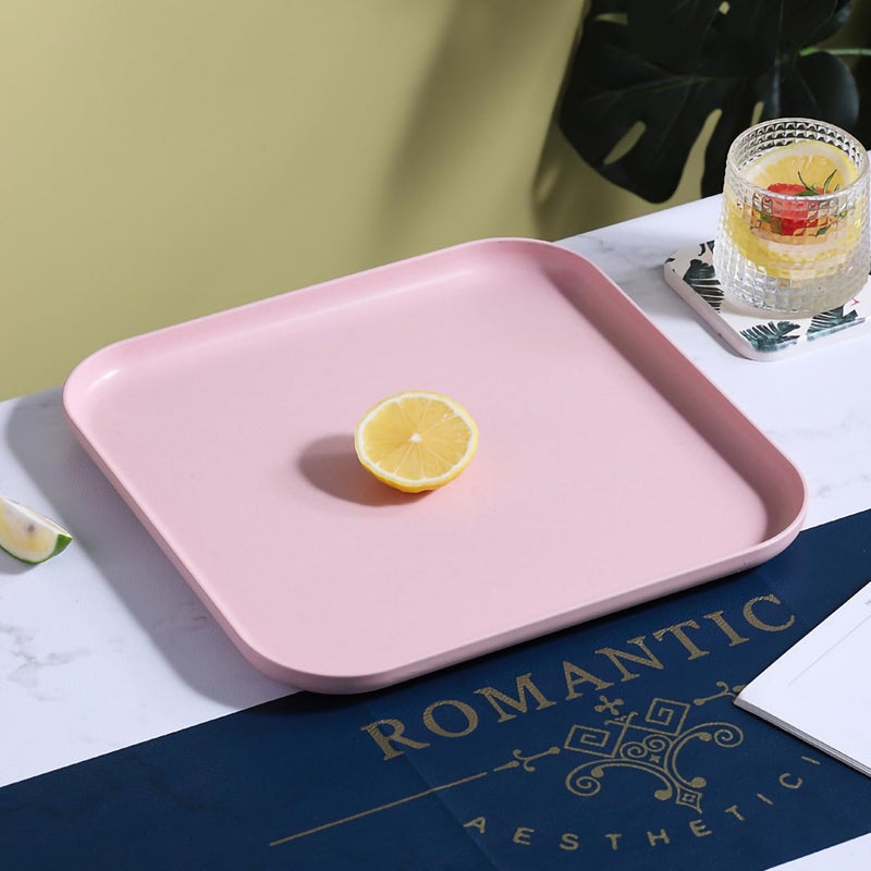 P-Plus International Wheat Straw Platter Party Serving Trays for Entertaining - Premium Trays Buffet Tray for Party Platters for Snacks, Turkey Platter Food Serving Tray (Pink, Pack of 1) - Image 3