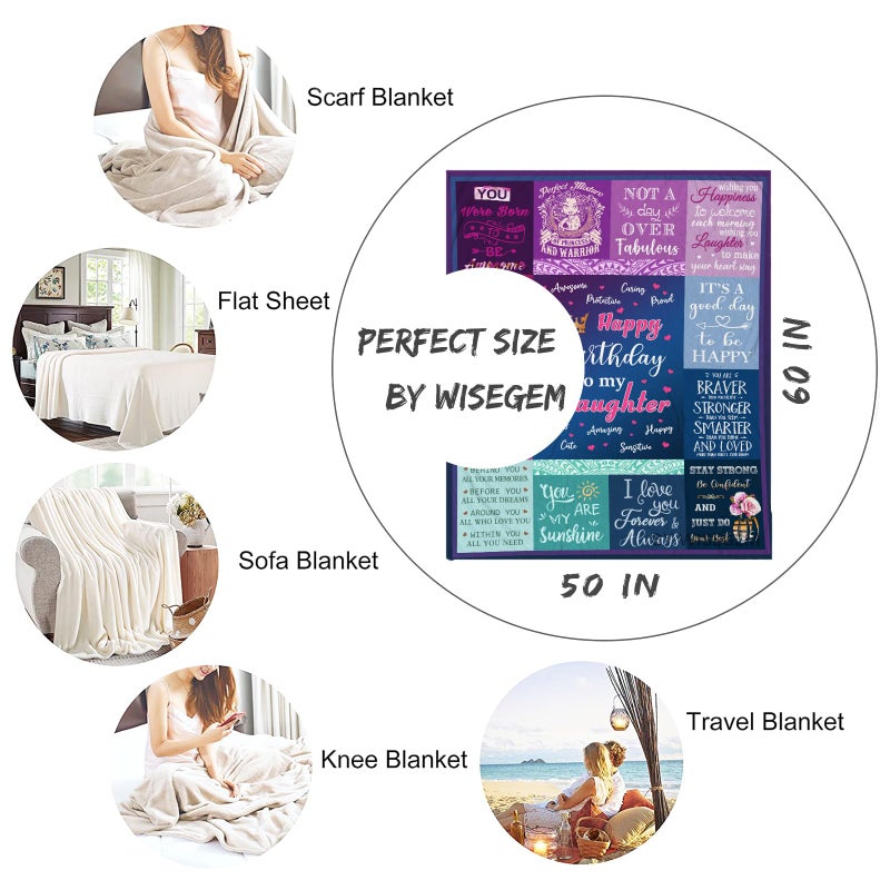 Wisegem Wisegem Daughter Birthday Gifts - to My Daughter Gifts for Birthday Blanket 60""x50"" - Birthday Gift for Daughter - Happy Birthday Daughter Gift Ideas for Girls - Daughters Bday Party Decor Presents - Image 5