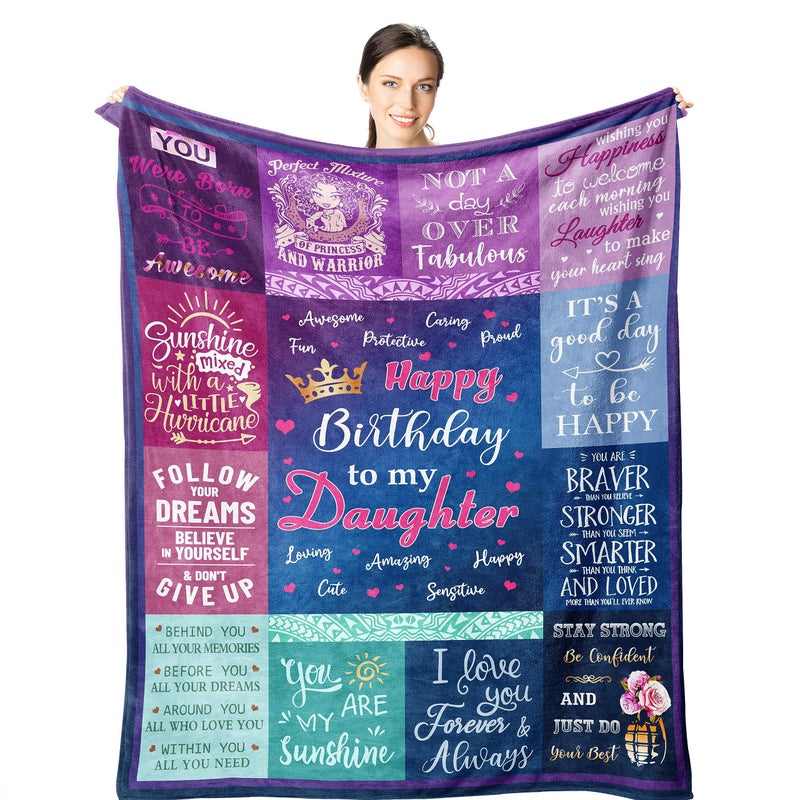 Wisegem Wisegem Daughter Birthday Gifts - to My Daughter Gifts for Birthday Blanket 60""x50"" - Birthday Gift for Daughter - Happy Birthday Daughter Gift Ideas for Girls - Daughters Bday Party Decor Presents - Image 1