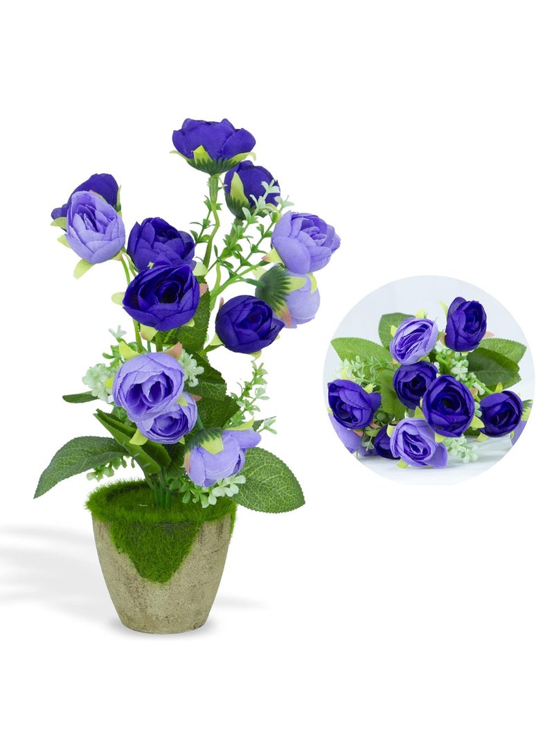 Rubik Artificial Flowers Potted Plant for Indoor Outdoor Office Home Garden Party Decoration (30cm, Dark Purple)  - Image 1