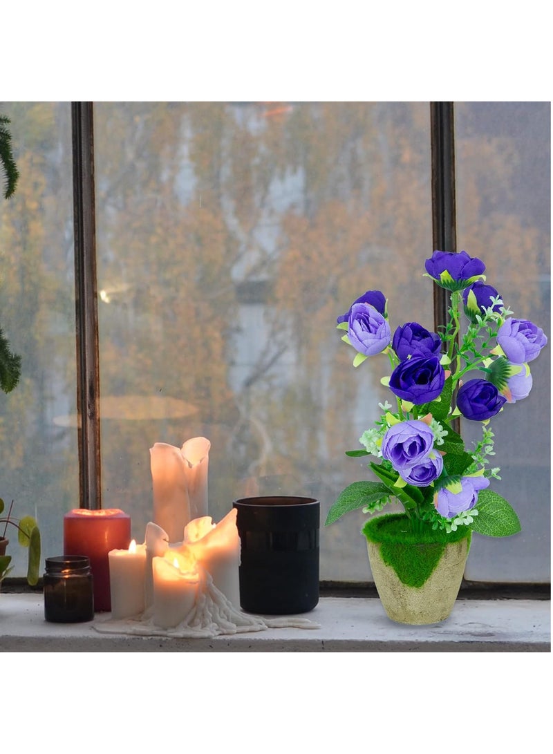 Rubik Artificial Flowers Potted Plant for Indoor Outdoor Office Home Garden Party Decoration (30cm, Dark Purple)  - Image 3