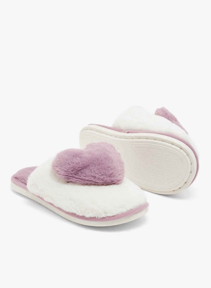 Ginger Heart Printed Fur Bedroom Slippers - Image 4