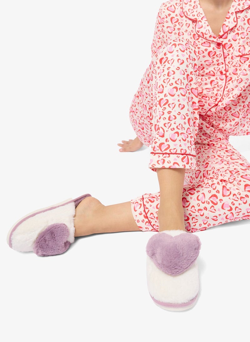 Ginger Heart Printed Fur Bedroom Slippers - Image 5