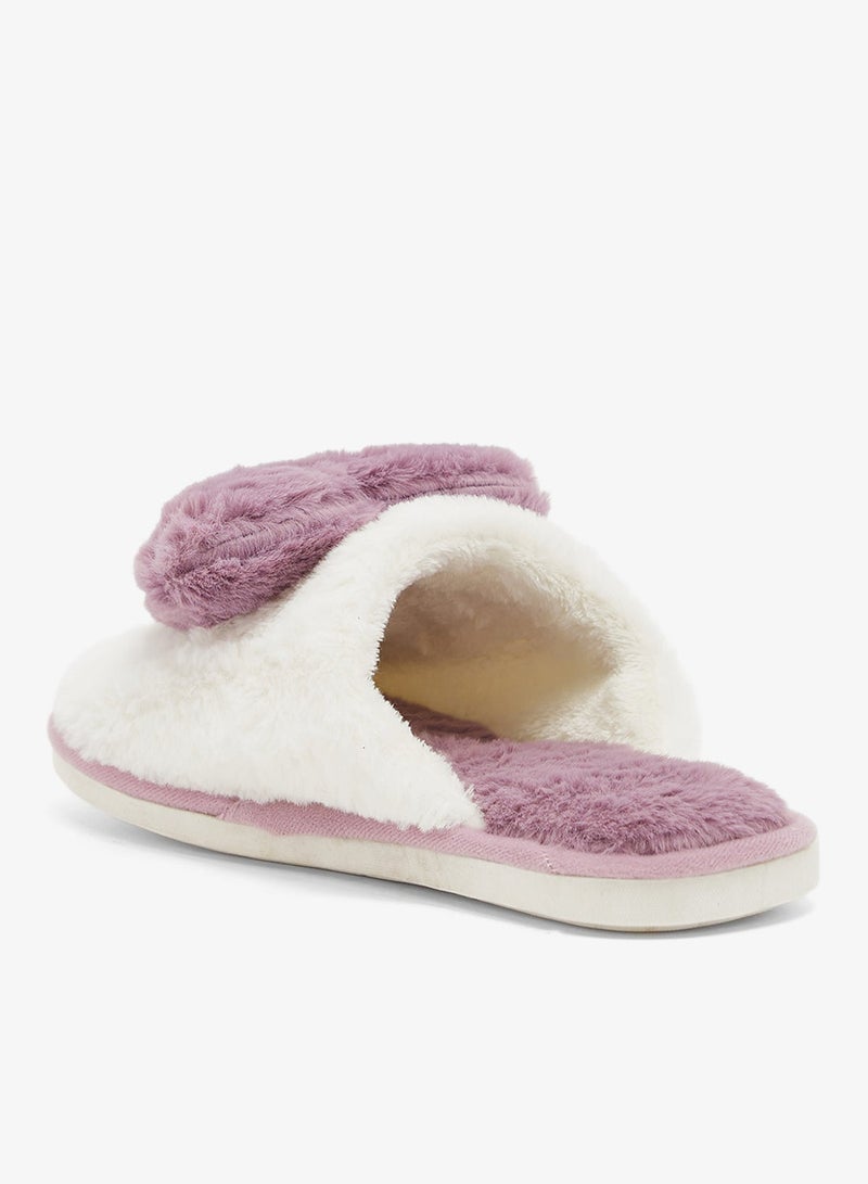 Ginger Heart Printed Fur Bedroom Slippers - Image 3