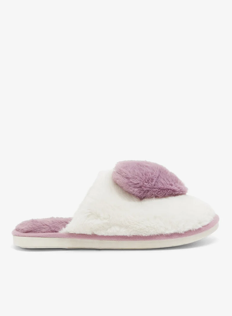 Ginger Heart Printed Fur Bedroom Slippers