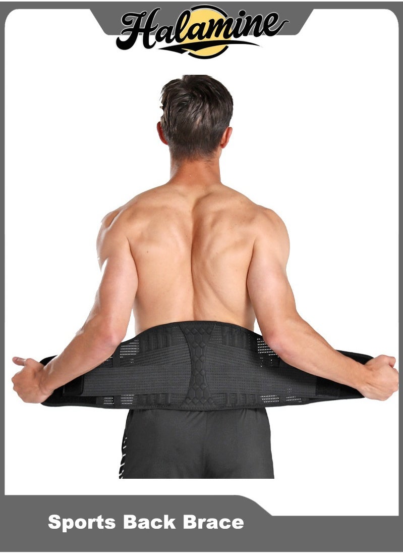 Halamine Sports Back Brace for Men and Women ，Lumbar Waist Support Belt Strong Lower Back Brace Support Corset Belt Waist Trainer Sweat Slim Belt for Sports Pain Relief (Large)  - Image 1