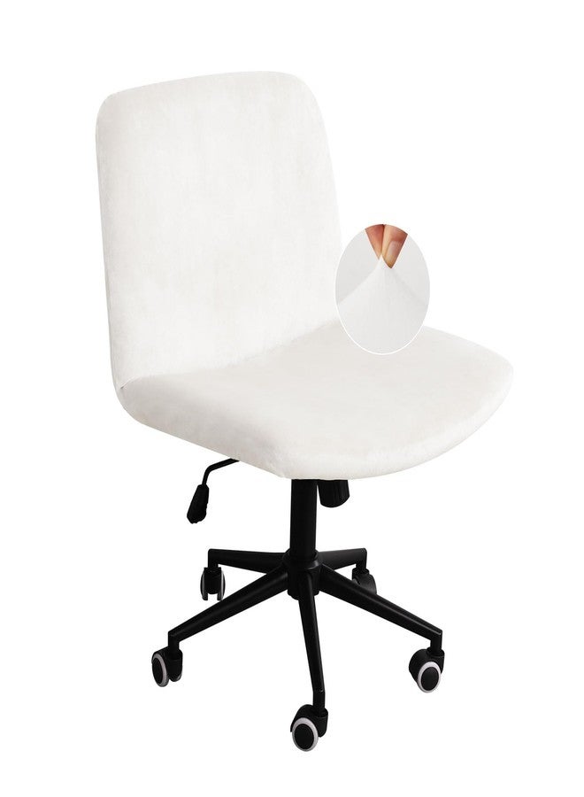 NICEEC غطاء كرسي متقاطع من NICEEC، بدون مساند للذراعين، مناسب للمكاتب وغرف النوم، غطاء كرسي طاولة الزينة، غطاء كرسي كمبيوتر متوسط الظهر وعريض المقعد بدون مساند للذراعين، غطاء قابل للتمدد من الإسباندكس، أبيض - Image 1