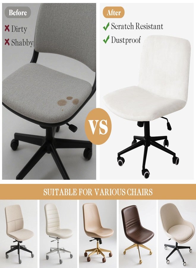 NICEEC غطاء كرسي متقاطع من NICEEC، بدون مساند للذراعين، مناسب للمكاتب وغرف النوم، غطاء كرسي طاولة الزينة، غطاء كرسي كمبيوتر متوسط الظهر وعريض المقعد بدون مساند للذراعين، غطاء قابل للتمدد من الإسباندكس، أبيض - Image 4