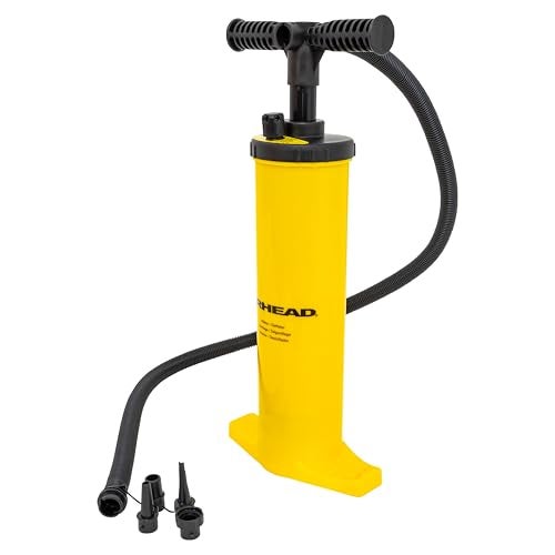 AIRHEAD Double Action Hand Pump – Manual Air Pump for Inflatables, Towables & Floats – Inflates on Up & Down Stroke – Up to 14 PSI – 5ft Locking Hose + 4 Valve Fittings - Image 4