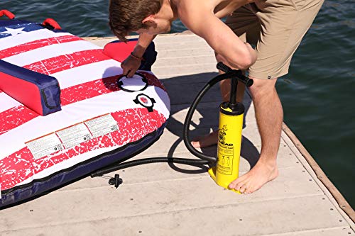 AIRHEAD Double Action Hand Pump – Manual Air Pump for Inflatables, Towables & Floats – Inflates on Up & Down Stroke – Up to 14 PSI – 5ft Locking Hose + 4 Valve Fittings - Image 2