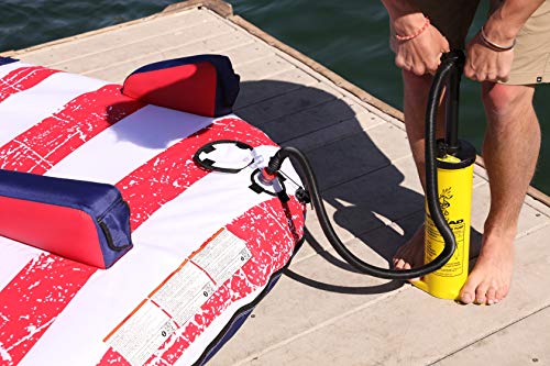 AIRHEAD Double Action Hand Pump – Manual Air Pump for Inflatables, Towables & Floats – Inflates on Up & Down Stroke – Up to 14 PSI – 5ft Locking Hose + 4 Valve Fittings - Image 3