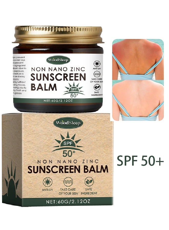 وودسليب بلسم واقي من الشمس غير نانو زنك ، شحم واقي من الشمس عضوي ، كريم شحم البقر ومرطب الشمس غير الزنك ، SPF 50 ، حماية من الأشعة فوق البنفسجية - Image 1