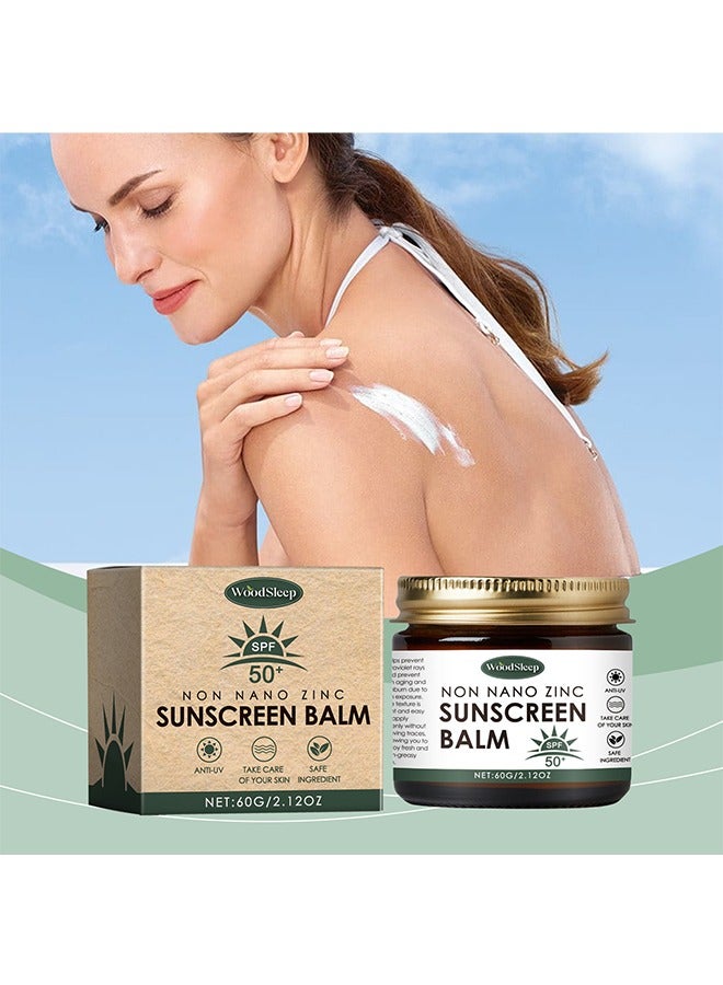 WoodSleep Non Nano Zinc Sunscreen Balm, Tallow Sunscreen Organic, Beef Tallow and Non Zinc Sun Balm Moisturizer Suncream, SPF 50, UV Rays Protection - Image 1