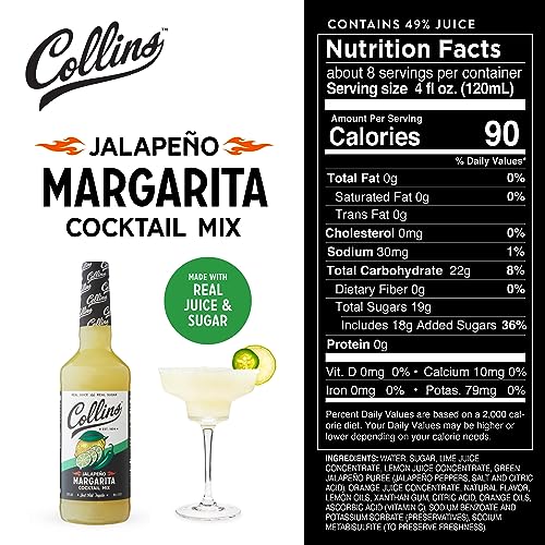 Collins Chicago Collins Jalapeno Margarita Mix | Made With Real Jalapeno Puree and Lime, Lemon, and Orange Juice With Natural Flavors, Cocktail Recipe Ingredient, Home Bar accessories Cocktail Mixers, 32 fl oz - Image 4