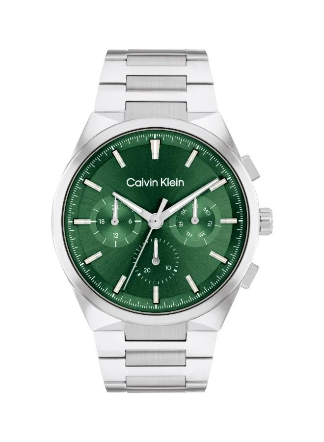 Calvin Klein Three Hand Quartz Movement Watch for Men DISTINGUISH Collection with Silver Stainless Steel Bracelet - 25200441
