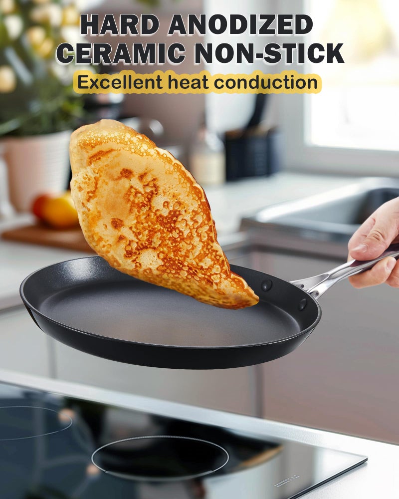Cooks Standard مقلاة كوكستاندارد كريب مصنوعة من الألمنيوم المؤكسد الصلب، غير لاصقة، مقلاة بان كيك، 10.5 بوصة، مقلاة دُوسا، توا، تورتيلا، أدوات طهي مناسبة لل induction، سوداء - Image 4