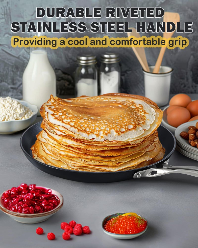 Cooks Standard مقلاة كوكستاندارد كريب مصنوعة من الألمنيوم المؤكسد الصلب، غير لاصقة، مقلاة بان كيك، 10.5 بوصة، مقلاة دُوسا، توا، تورتيلا، أدوات طهي مناسبة لل induction، سوداء - Image 5