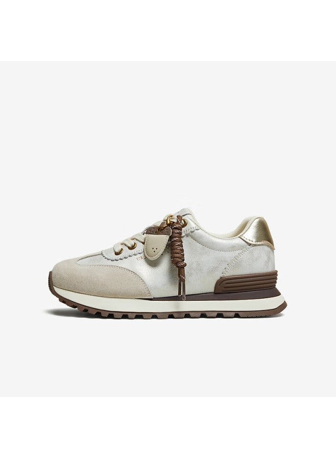 Tata Spring Thick-soled Breathable Casual Sports Shoes For Women, Beige Gray/gold, Size 37 - Image 5