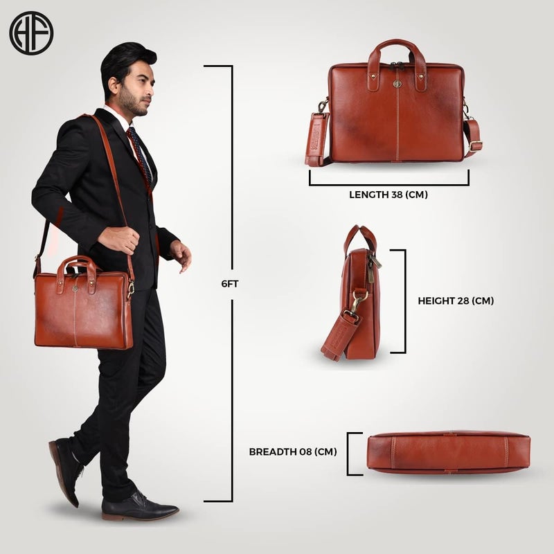 HAMMONDS FLYCATCHER Genuine Leather Office Bag for Men - Laptop Bag for Men - Padded Laptop Compartment - Fits 14 Inch Laptop - Adjustable Strap - Leather Bag for Men - 1 Year Warranty - Image 5