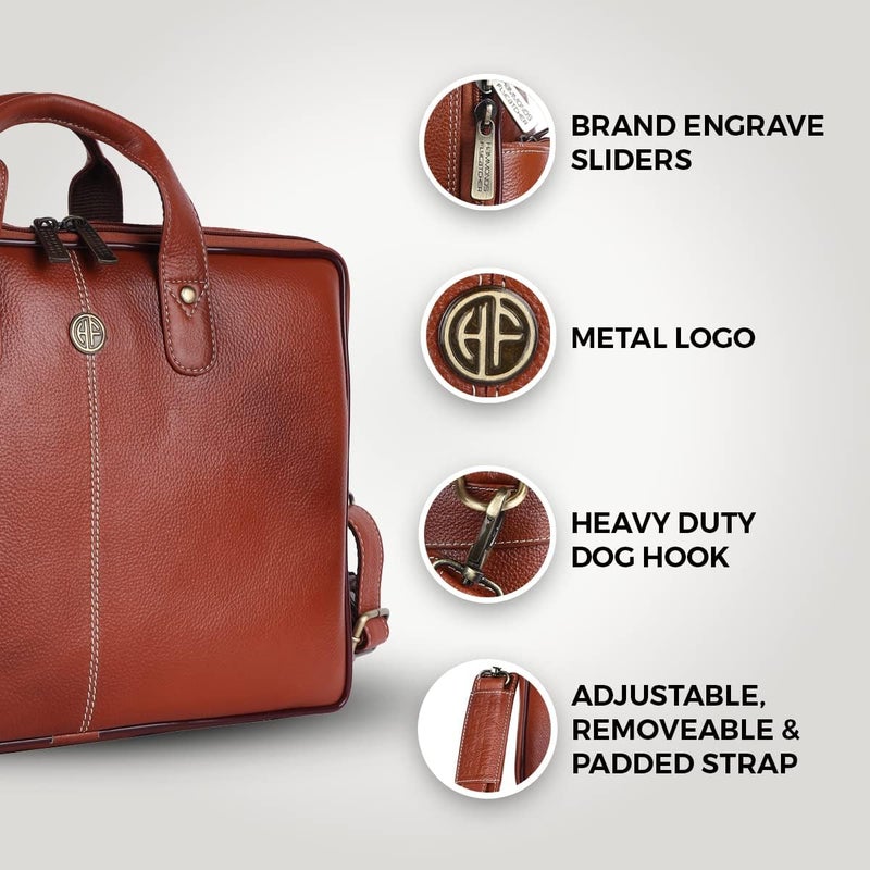 HAMMONDS FLYCATCHER Genuine Leather Office Bag for Men - Laptop Bag for Men - Padded Laptop Compartment - Fits 14 Inch Laptop - Adjustable Strap - Leather Bag for Men - 1 Year Warranty - Image 4