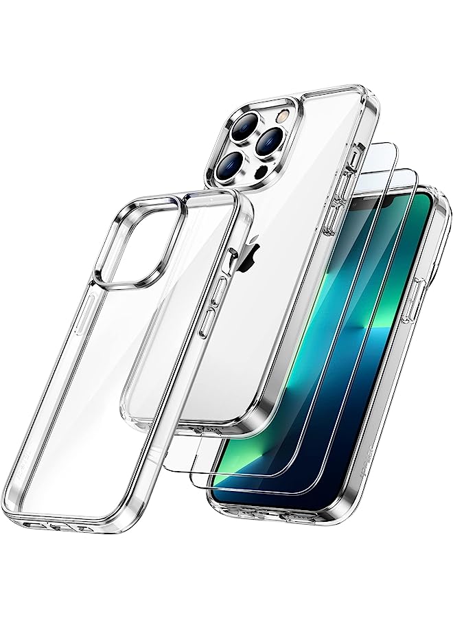 Jetech Kickstand Case For Iphone 13 Pro Max, 6.7-Inch, Support Wireless Charging, Slim Shockproof Bumper Phone Cover, 3-Way Metal Stand (Clear) - Image 1