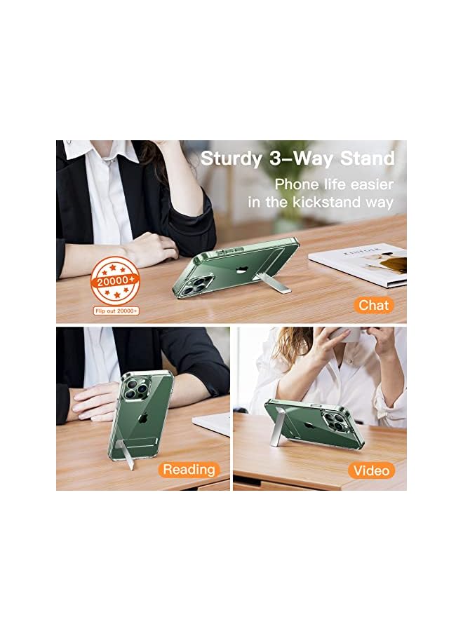 Jetech Kickstand Case For Iphone 13 Pro Max, 6.7-Inch, Support Wireless Charging, Slim Shockproof Bumper Phone Cover, 3-Way Metal Stand (Clear) - Image 3