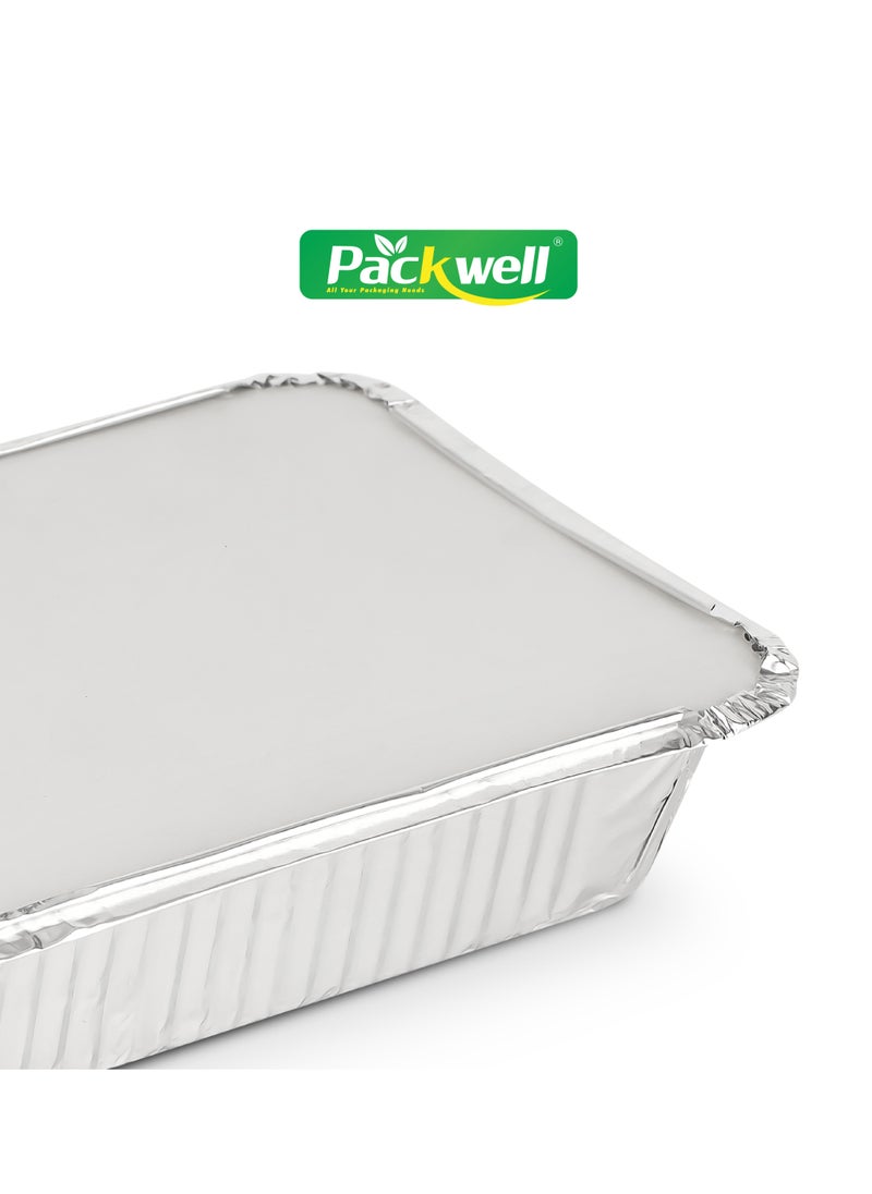 Packwell 1200 ml Aluminum Container with Lid 10pcs- PWRP1943 10 Containers, BPA-Free, Food grade and Hygienic Perfect for Catering, Packing, Storing, Ramadan Food and Iftar Kit Distribution Etc Silver - pzsku/ZCBC6864C57A86CE6E4C6Z/45/_/1708514192/269e5595-27f2-4597-8fb5-91cd4c148eeb