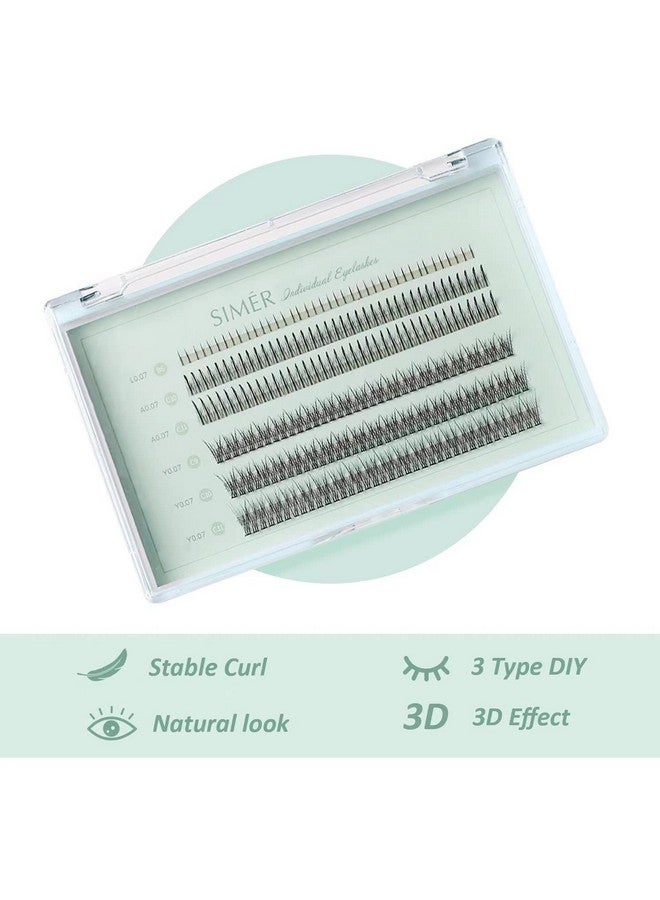 SIMER False Eyelashes Individual Lashes 240 Clusters Lashes 3 Types Natural Eyelash Extension Kit DIY 0.07mm Thickness 6-11mm Fishtail Lash ＆ A Type ＆Bottom Lashes for Make Up Salon  - Image 2