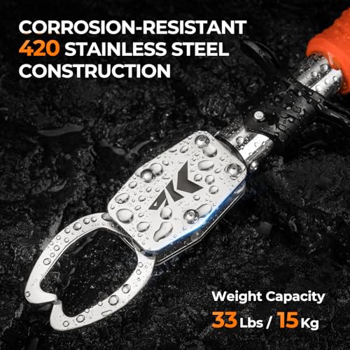 KastKing Paradox 9 Lip Grip CorrosionResistant Stainless Steel Fish Landing Tool with NonSlip Elastomer Handle EasyUse Triggerand Adjustable Wrist Strap for Secure Fishing - Image 3