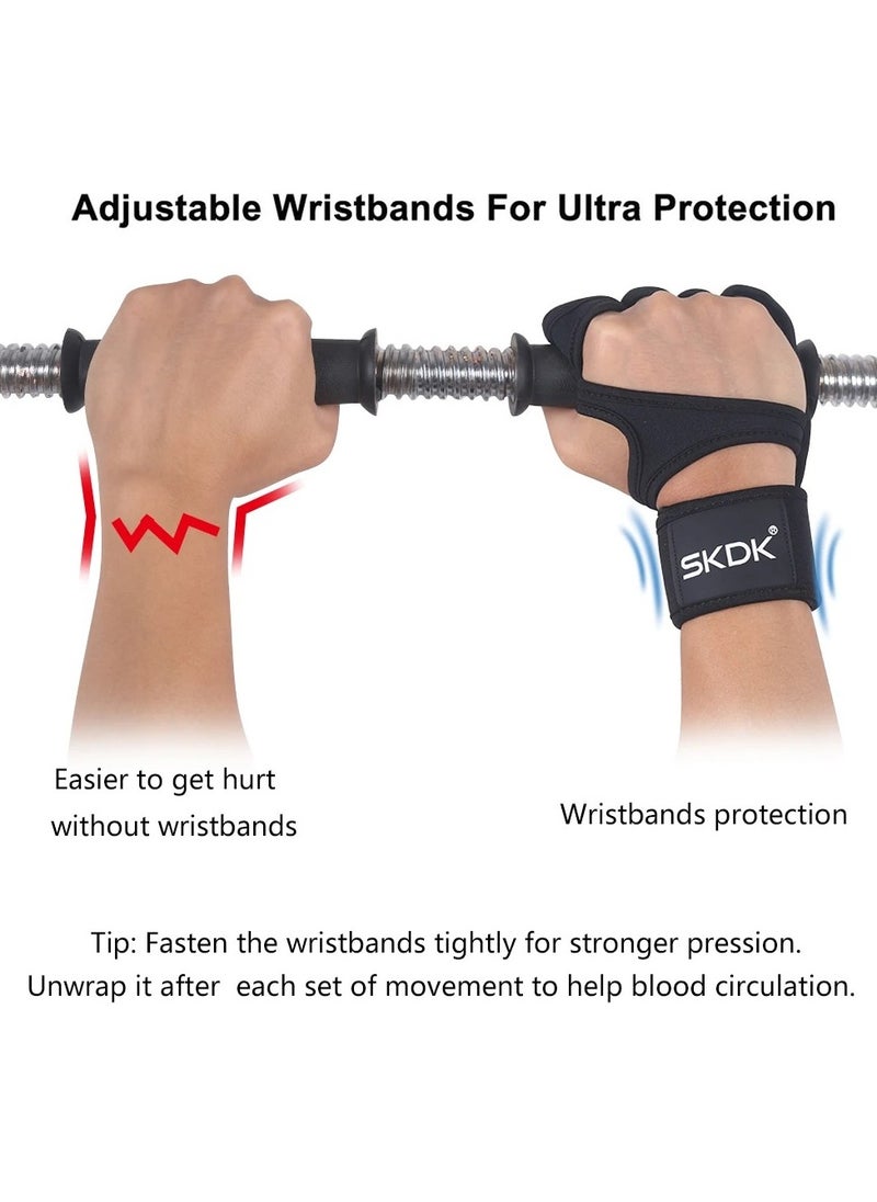 SKDK Weight Lifting Gloves, Strong Impact Resistance Weight Lifting Fitness Gloves With Wrist Wraps, Silicone Gel Full Palm Protection Gym Workout Gloves For Men  - Image 3