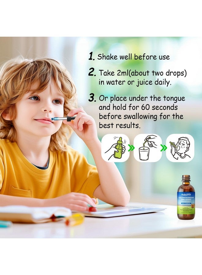 Hollegend قطرات هوليجند من سترات الكالسيوم السائل مع L-لايسين 500 ملغ، مغنيسيوم وزنك، مكمل سترات الكالسيوم 600 ملغ مع فيتامين D3 و K2 للأطفال والبالغين، 2 أونصة سائلة - Image 5