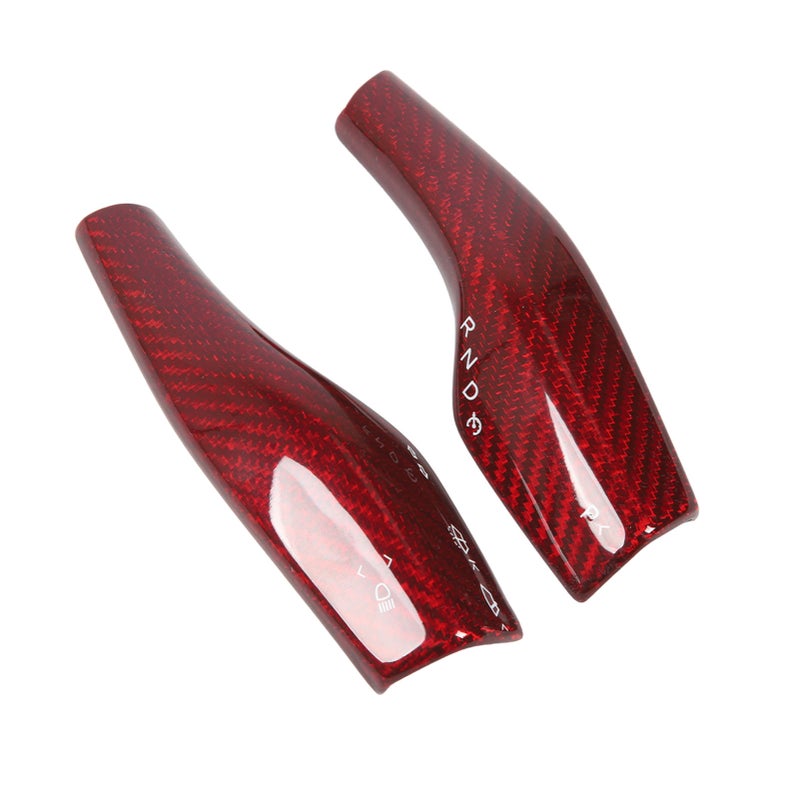 2PCS Steering Wheel Gear Shift Cover Real Carbon Fiber Scratch Proof Replacement for Tesla Model 3 Y 3K Twill Red Gloss - Image 5