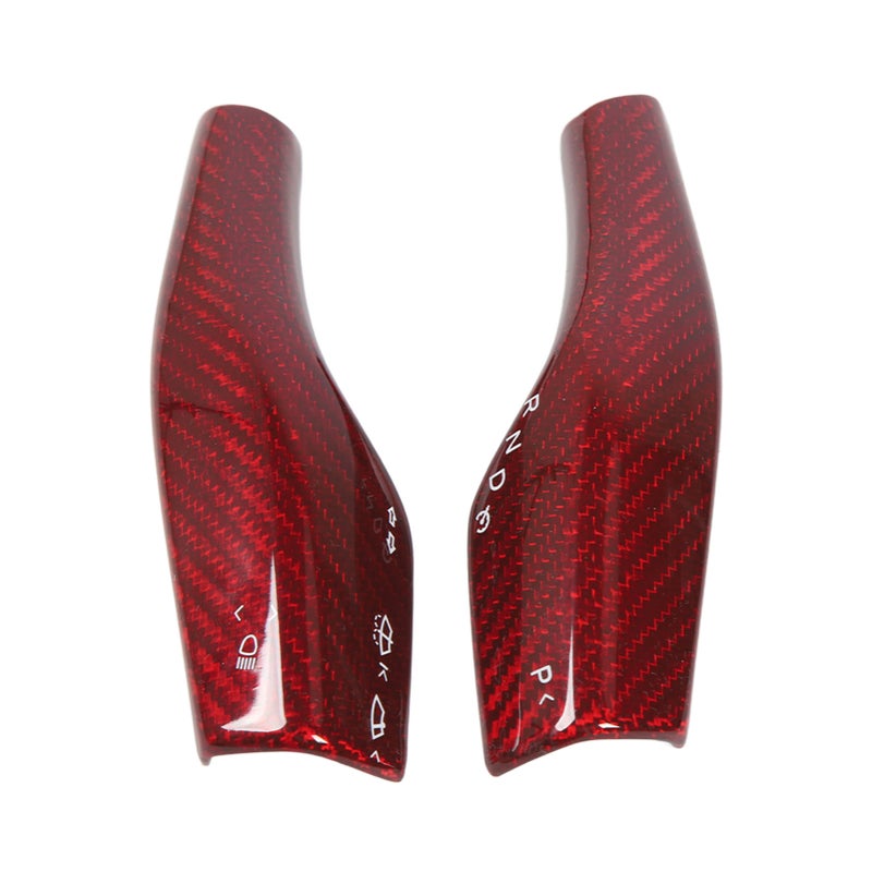 2PCS Steering Wheel Gear Shift Cover Real Carbon Fiber Scratch Proof Replacement for Tesla Model 3 Y 3K Twill Red Gloss - Image 4